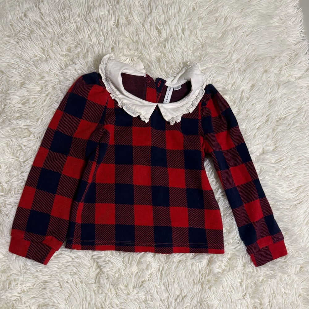 Girls Janie and Jack tartan ruffle collar long sleeve